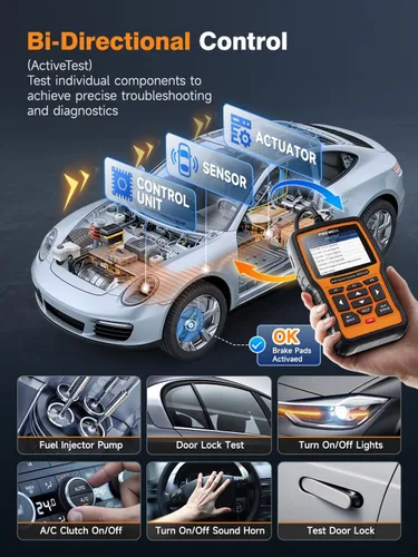 Vista 5 de FOXWELL NT510 Elite OBD2 escáner apto para herramienta de diagnóstico Porsche, lector de códigos de control bidireccional de sistema completo