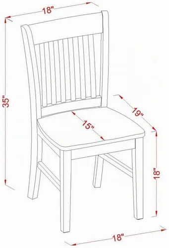 Vista 7 de East West Furniture CANO6-LWH-W - Juego de mesa de comedor moderno de 6 piezas que contiene una mesa rectangular de madera y 4 sillas de comedor