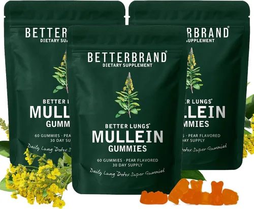 Vista 10 de Betterbrand - Gomitas de gordolobo de apoyo respiratorio, 2000 mg, sabor a pera