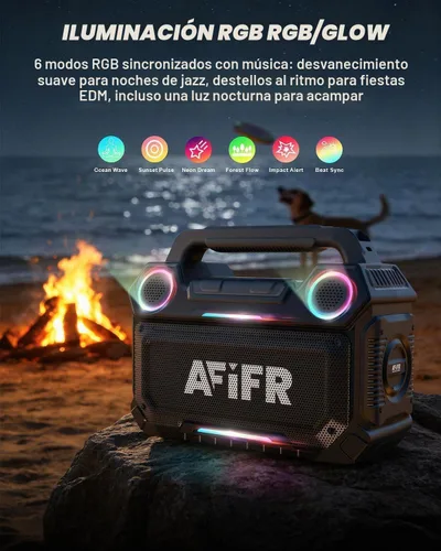 Vista 11 de Altavoz Bluetooth para exteriores AFIFR 160W: IP67 impermeable, 24H, TWS Negro