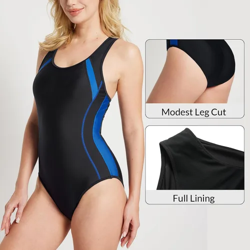 Vista 4 de BALEAF Traje de baño deportivo de una pieza con espalda cruzada para mujer