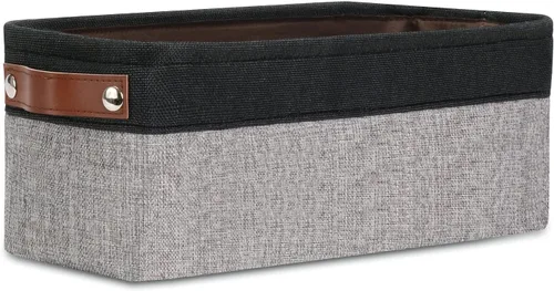 Vista 55 de DULLEMELO Cesta de almacenamiento pequeña para estantes, pequeña cesta plegable de tela rectangular para estantes, armarios, guardería, hogar Beige