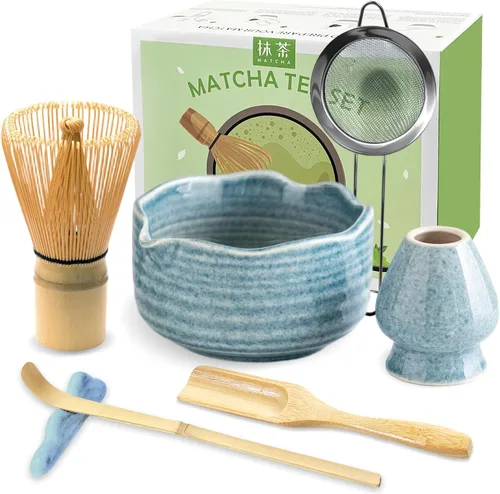 Vista 12 de JBER Matcha Set, 7PCS Matcha Whisk Set with Bamboo Whisk for Matcha Starter Gradiente verde claro