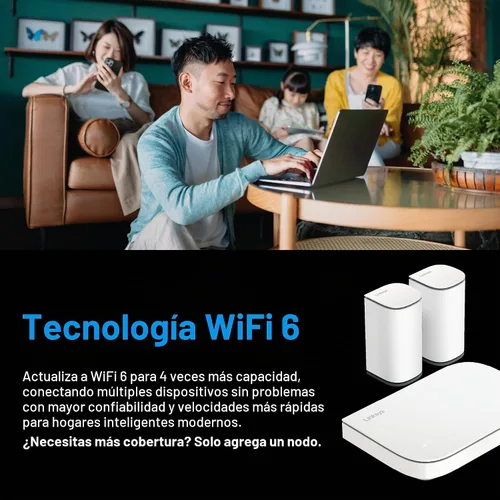 Vista 4 de Linksys Router WiFi 6 Micro Mesh Multi-gig Conecta más de 100 dispositivos Cobertura de 2,000 pies cuadrados Velocidades de 3.0 Gbps No
