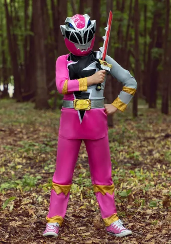 Vista 2 de Disfraz de Power Rangers Dino Fury Ranger Rosa para Niños Multicolor