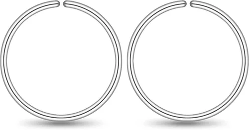 Vista 19 de Aretes de aro y broquel pequeños de oro o plata de ley para mujer, aretes para cartílago, nariz, hélix, trago Dorado