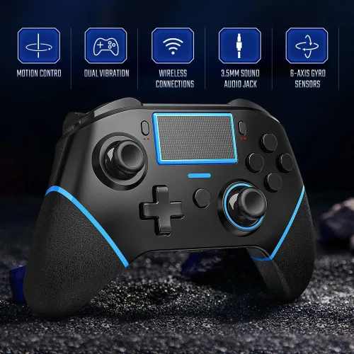 Vista 3 de Controlador inalámbrico para controladores de juego P4 Ibotomo con botón traseroTurbodoble vibracióncontrol de movimiento de 6 ejesconector