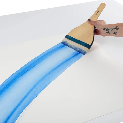 Vista 3 de Creative Mark Mandalay - Cepillo profesional de merluza para cabello de cabra – Pincel de pintura de 1 pulgada de ancho con mango de paleta