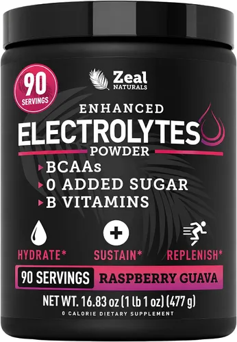 Vista 8 de Zeal Naturals Bebida de recuperación de electrolitos en polvo (90 porciones Cereza negra) con 0 azúcar+BCAA +Vitaminas B Suplemento