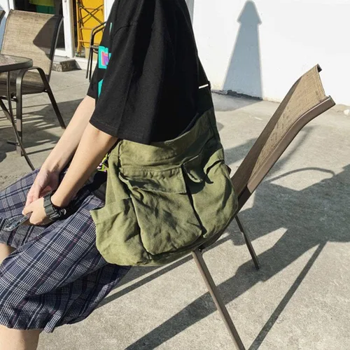 Vista 9 de Bolso cruzado Hobo de gran capacidad, bolso cruzado de lona para mensajero de viaje, bolso de hombro casual