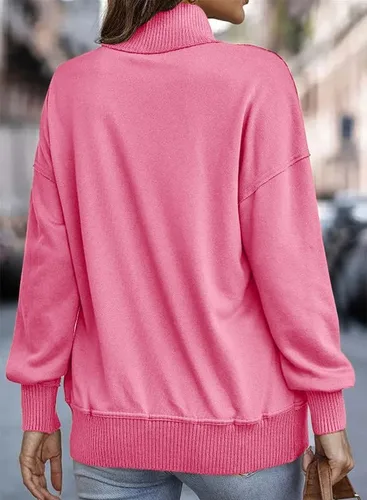 Vista 4 de SHEWIN Sudadera casual de manga larga para mujer, ligera, con botones, holgada, sin botones