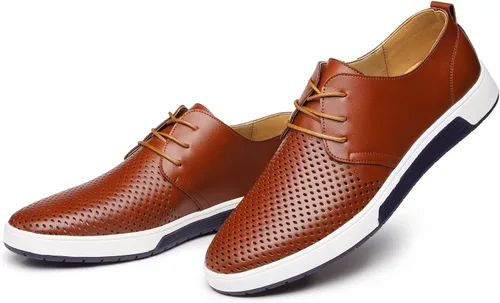 Vista 3 de BSROT Zapatos Oxford casuales para hombre, zapatos de vestir con cordones, cómodos zapatos deportivos de moda