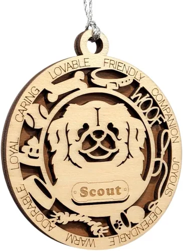 Vista 68 de Adorno de Navidad personalizado para perro Cavalier King Charles Spaniel, redondo de 3 pulgadas, madera cortada con láser de 2 capas, nombre y texto