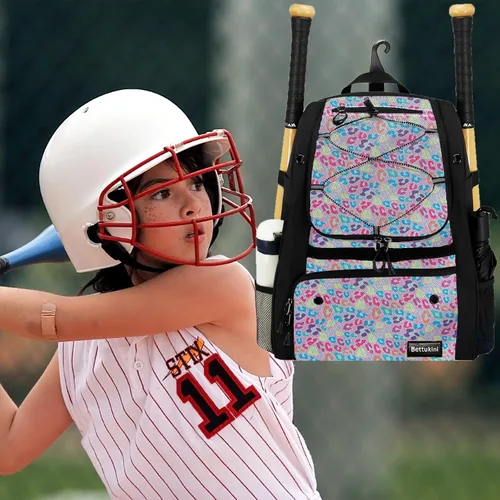 Vista 25 de Bolsa de béisbol juvenil con compartimento ventilado para zapatos, bolsa de bate de sóftbol para guantes de bateo, casco, equipo de teeball