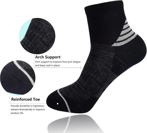 Vista 3 de J.WMEET Calcetines atléticos para mujer, calcetines acolchados para correr, senderismo, rendimiento, de algodón, paquete de 6