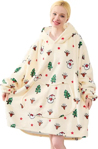 Vista 22 de Moinlizy - Sudadera con capucha tipo manta extragrande, portátil con capucha y bolsillo, de grueso sherpa, para mujeres y hombres adultos