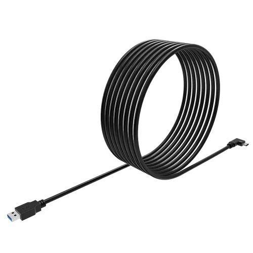 Vista 6 de Cable USB 3.0 A a USB C en ángulo recto, cable de transferencia de datos de carga tipo C de 10 pies y 90 grados para Sony Alpha 1 A7R IV A7III