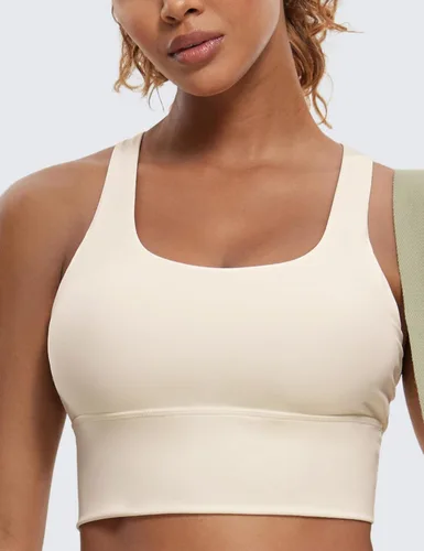 Vista 5 de CRZ YOGA Naked Feeling Criss Cross Longgline - Sujetadores deportivos para mujer, sin varillas, acolchados, con tirantes delgados, para yoga