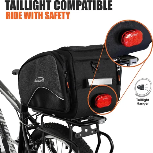 Vista 6 de Ibera Bolsa de Bicicleta MIK Commuter 15L - Bolsas de Bicicleta con Clip para Bicicletas con Funda para Laptop, Múltiples Bolsillos y Correa