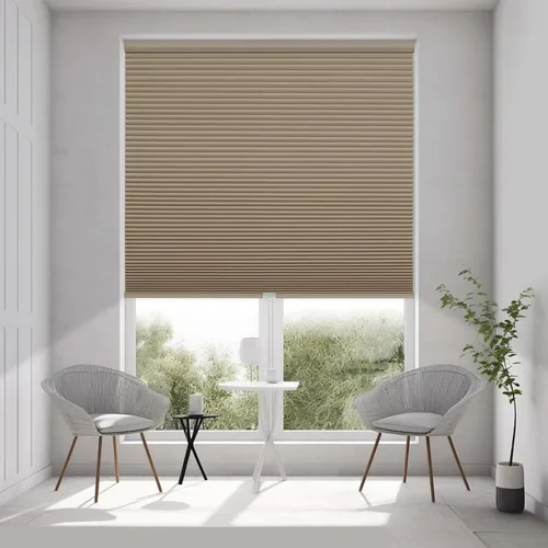 Vista 11 de Changshade Persianas Celulares Opacas, Persianas de Panal para Ventanas sin Cordón con Rieles de Aleación de Aluminio, Tela de Color Combinado