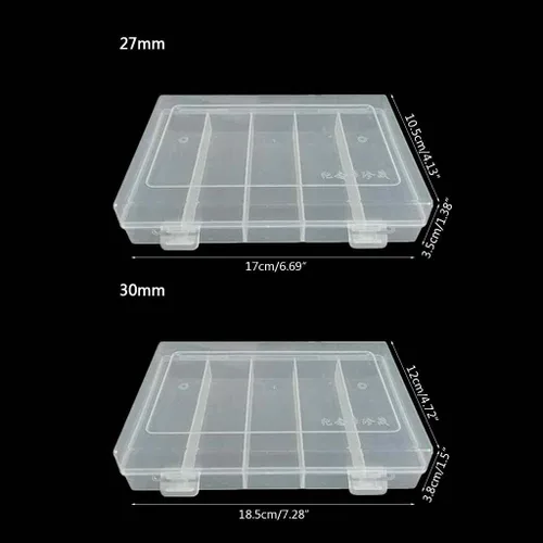 Vista 4 de ljhnba 5 ranuras de almacenamiento rectangular de plástico coleccionable, contenedor de almacenamiento apto para 100 piezas de 1.181 in, caja