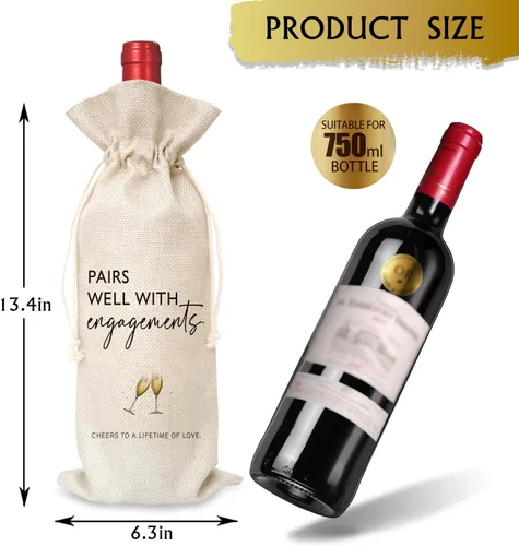 Vista 2 de Regalos de compromiso para parejas, regalo de compromiso, decoraciones de fiesta de compromiso, regalos para parejas comprometidas bolsa de vino