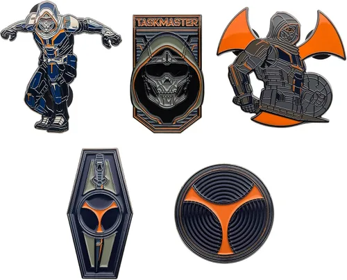 Vista 22 de Marvel Studios: The Falcon y The Winter Soldier - Juego de 5 pines de solapa con base de metal y esmalte con caja circular de 6.3 pulgadas