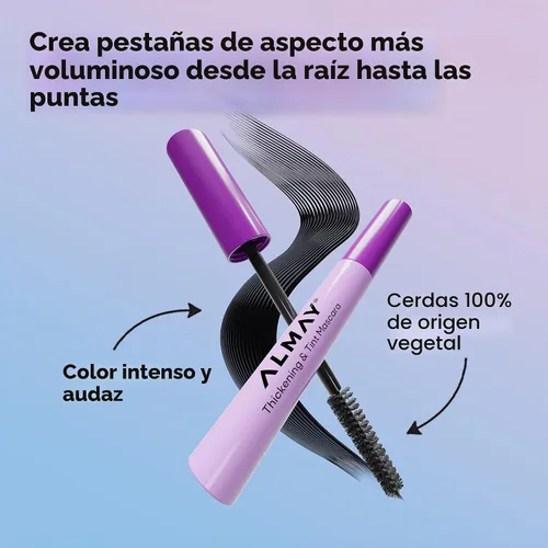 Vista 3 de Almay Máscara para engrosamiento y tinte, 401 negro más negro, 1 unidad