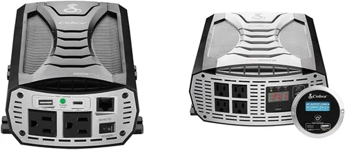 Vista 14 de Inversor de Potencia Cobra PURE SINE de 400W, Portátil – Cargador para Automóvil de 400 Vatios, 2 Enchufes de CA con Conexión a Tierra, 2 Puertos