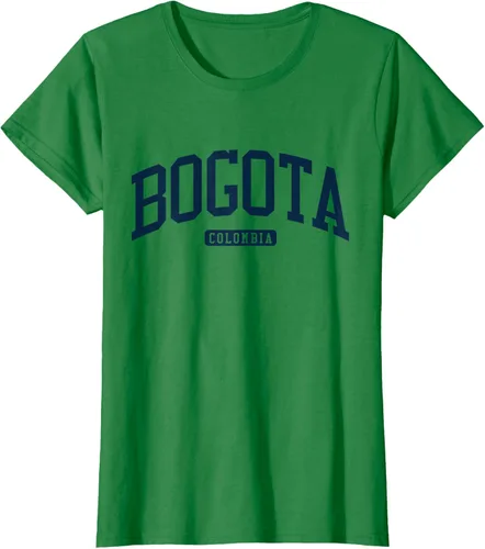 Vista 40 de Bogotá Colombia College University Style Camiseta azul marino, Blanco