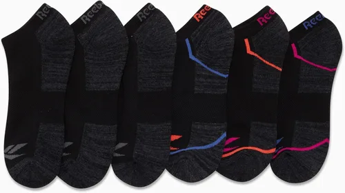 Vista 4 de Reebok Calcetines de corte bajo para mujer, paquete de 6 calcetines atléticos acolchados suaves que no se muestran, calcetines deportivos