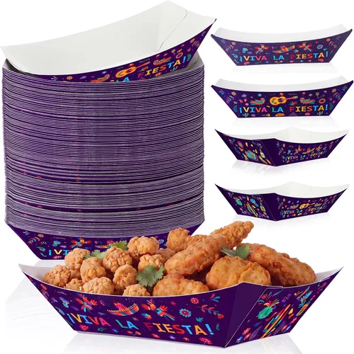 Vista 7 de Gejoy - 100 bandejas de papel mexicano para tacos de 2 libras, clásico