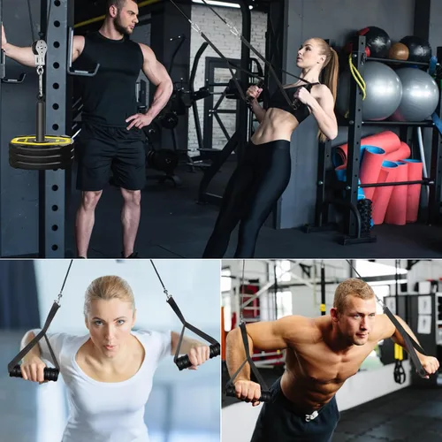 Vista 5 de Sistema de polea de cable de peso para gimnasio, accesorios de sistema de polea de cable de peso para gimnasio en casa con sistema de polea de mango