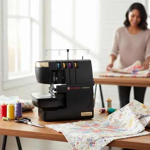Vista 8 de SINGER® HD0500S Heavy Duty Serger Overlock Machine, 2-3-4 Rosca, Negro Negro (HD0500S)