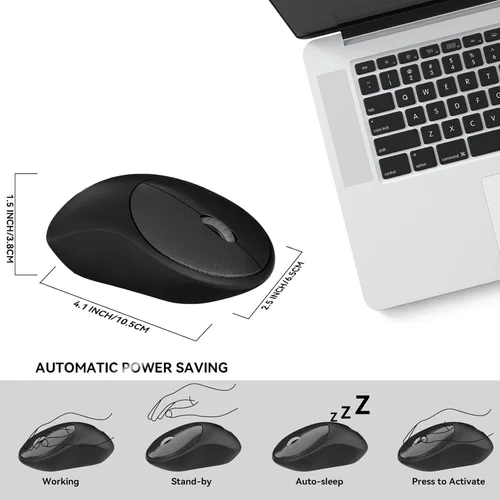 Vista 5 de iK6630 - Combo de teclado y mouse inalámbricos, 2.4 GHz, lindo juego de teclas redondas inalámbricas, ahorro de energía, silencioso y delgado combo