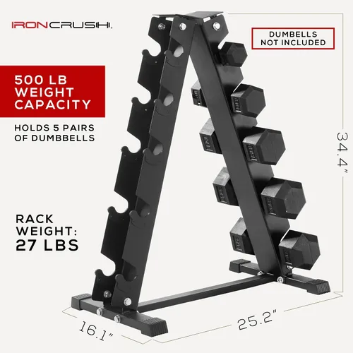 Vista 3 de Iron Crush Soporte para mancuernas con marco A, capacidad de peso resistente de 500 libras para el hogar o el gimnasio