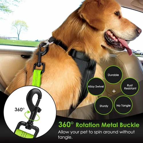 Vista 80 de SlowTon Cinturón de seguridad para perro, correa de cinturón de seguridad ajustable para perro, 2 en 1, cinturón de seguridad para perro