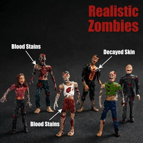 Vista 3 de Figura de acción de hombres del ejército y zombi, juguetes realistas de escena de batalla zombi, colecciones de juguetes de Navidad, Halloween, Negro