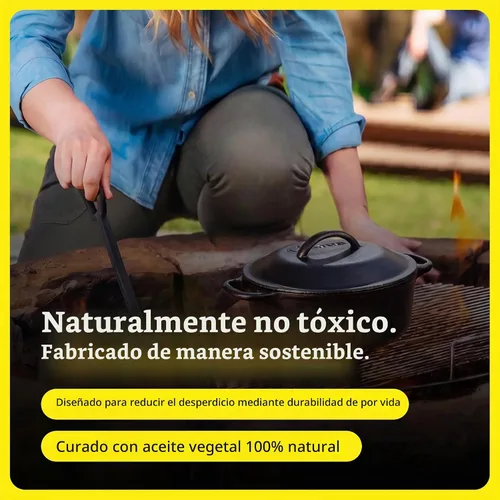 Vista 6 de Lodge - Horno holandés de hierro fundido con asa de bucle, apto para horno, 2 cuartos de galón