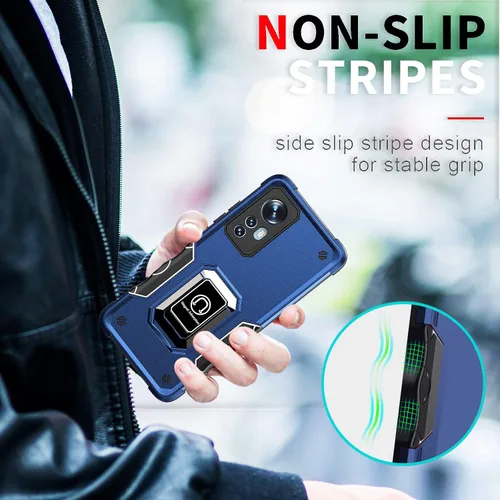 Vista 5 de Funda diseñada para Xiaomi 12 Pro, soporte giratorio, protección de lente de cámara a prueba de caídas, oro rosa