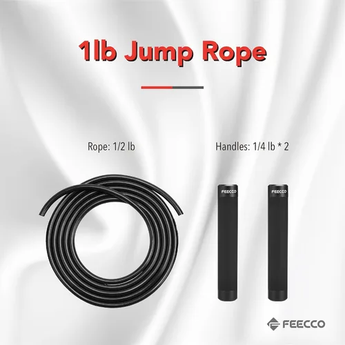Vista 3 de FEECCO Weighted Jump Rope for Men, PVC Rope with Metal Handles and Ball Bearings