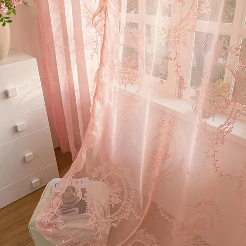 Vista 22 de Sutuo Home Juego de 2 cortinas de encaje beige, paneles transparentes de 63 pulgadas de largo, bordado floral de rosas, tratamiento de ventana