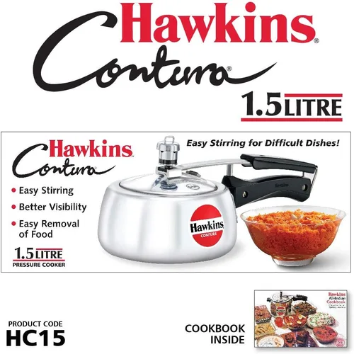 Vista 2 de Hawkins HC15 Contura - Olla a presión de 1,5 litros, pequeña, aluminio, color plateado
