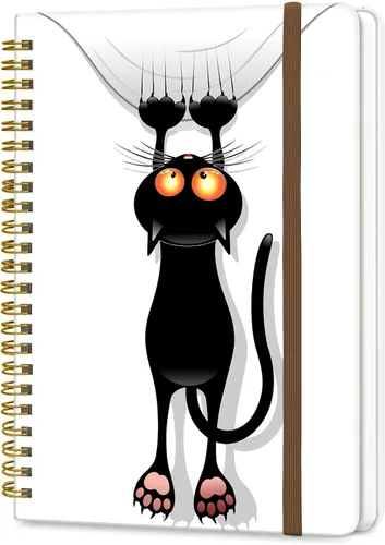 Vista 7 de Cuaderno de espiral A5, lindo cuaderno para mujeres y hombres, cuaderno de tapa dura con rayas universitarias para trabajo y toma de notas, 60