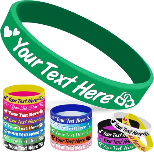 Vista 23 de Pulseras de silicona personalizadas, pulseras de goma personalizadas a granel para eventos, regalos de motivación deportiva, apoyos para hombres