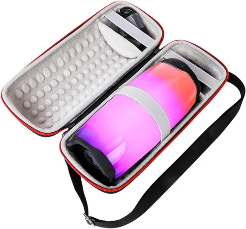 Vista 4 de Funda de almacenamiento para altavoces JBL Pulse 4 con correa para el hombro y la mano, funda de transporte rígida de EVA para viaje, funda