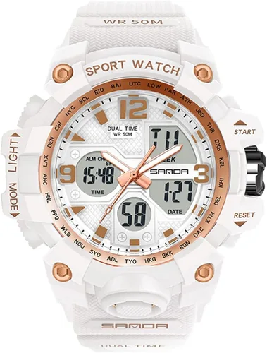 Vista 6 de WISHFAN Reloj deportivo digital para mujer, reloj de pulsera impermeable de doble pantalla con alarma y cronómetro, Digital