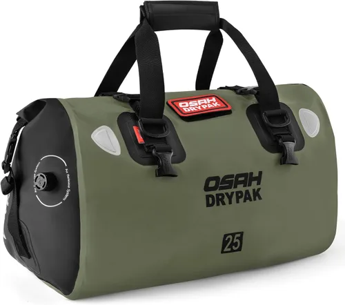 Vista 12 de OSAH DRYPAK Bolsa de lona impermeable – Bolsa seca para motocicleta con gran espacio de almacenamiento, bolsas de equipaje impermeables con bolsillo