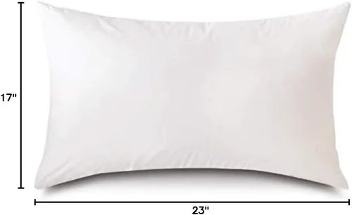Vista 7 de Almohada rectangular hipoalergénica de lujo de 17 x 23 pulgadas, mezcla de poliéster y plumas esponjosas, funda de 100% algodón batista, nunca