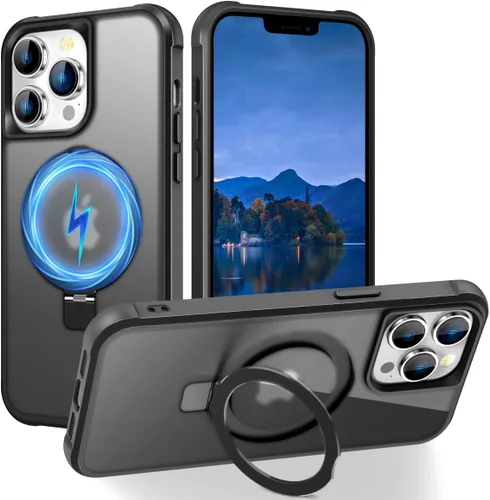 Vista 144 de SKYLMW - Funda compatible con iPhone 11 de 6.1 pulgadas, con soporte magnético invisible tipo anillo, funda translúcida de grado militar, compatible